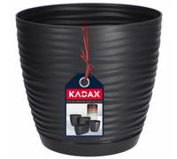 KADAX Vaso da fiori con sottovaso, fioriera, vaso per piante da interno, leggero vaso in plastica, sopravaso per fiori, piante, casa, stanza, vaso da fiori (15 cm - Quadrato, antracite)