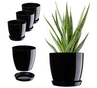 Vaso di plastica KADAX con piatto rotondo 23 cm nero confezione da 3