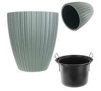 KADAX Vaso decorativo con inserto interno, vaso rotondo per piante in plastica, per interni ed esterni, colore: verde, 30 cm