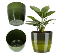 KADAX Flowerpot, fioriera, Vaso di Fiori Rotondo in plastica, pentola per Cactus, felci, stufato Lucido per Balcone, Appartamento e terrazza (⌀ 18 cm, Verde)
