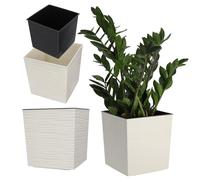 KADAX Flower Pot in plastica, pentola da giardino resistente alle intemperie per balcone, terrazza, area interna, pentola leggera con inserto, (altezza: 19 cm, marrone)