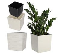 KADAX Flower Pot in plastica, pentola da Giardino Resistente Balcone, terrazza, Area Interna, pentola Leggera con Inserto, pentola a pianta, pentola Floreale (Altezza: 30 cm, Crema)