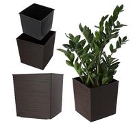 KADAX Vaso da fiori in plastica, resistente alle intemperie, per balcone, terrazza, interno, leggero, con intarsio, vaso per piante, fioriera (moka, altezza: 41,5 cm)