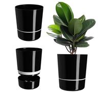 KADAX Flowerpot, secchio di piantagione rotonda, pentola di piantagione in due parti fiori, piante, balcone, secchio di fiori moderni in plastica, fioriera aree interne ed esterne, (29 cm, nero)