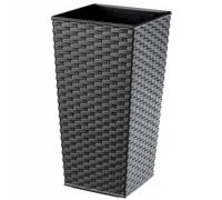 KADAX Elegante Vaso Alto per Piante da Interno ed Esterno Decorativo, Grande Fioriera in Plastica per Giardino e Balcone (Grafite, Rattan, 75 cm)