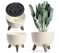 KADAX Vaso da fiori liscio in plastica con tre supporti, 24 cm, crema
