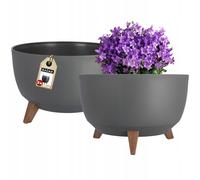 KADAX Vaso da fiori rotondo, 40 cm, antracite, 2 pezzi