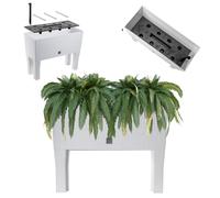 KADAX Vaso da fiori su gambe, aiuola rialzata in plastica in 2 misure, fioriera in rattan, fioriera per giardino, balcone, terrazza, fioriera (80 cm/bianco)