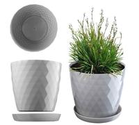 KADAX Vaso da Fiori, Un Vaso per Fiori e Piante con Sottovaso, 30 cm, Grigio