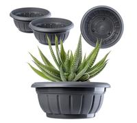 KADAX Vaso da fiori, vaschetta tonda per piante, vaso da fiori in plastica, vaso da fiori resistente agli agenti atmosferici per esterni, fiori, piante, giardino, balcone, vaso da fiori (⌀ 34 cm set