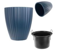 KADAX Vaso decorativo con inserto interno, vaso rotondo per piante in plastica, per interni ed esterni (blu, 40 cm)