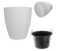 KADAX Vaso decorativo con inserto interno, vaso rotondo per piante in plastica, per interni ed esterni (bianco, 30 cm), K10152