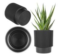 KADAX - Vaso decorativo da fiori in plastica, vaso rotondo per piante da interno e esterno, moderno portapiante per piante da appartamento (nero, 14 cm)