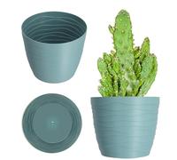 KADAX Vaso di Fiori in Plastica, ⌀ 11-19 cm, 7 Colori, Secchio di Piantagione Moderna, Robusta Protezione, Rotondo (⌀ 17 cm, Menta Piperita)