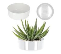 KADAX Vaso di fiori rotondo in plastica per davanzale della finestra, tavolo, soggiorno, vaso di fiori, vaso di fiori (Ø 23 cm, bianco)