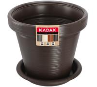 Kadax Vaso da fiori in plastica con sottovaso 55 cm marrone scuro