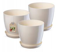 KADAX Vaso di plastica con piatto rotondo 28 cm crema confezione da 3