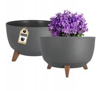 KADAX Vaso da fiori in plastica con supporti a innesto, rotondo, 40 cm, antra...