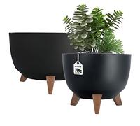 KADAX Vaso fiori con 3 supporti | ciotola rotonda piante | tutori per piante | interno esterno resistente