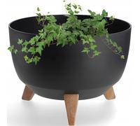 KADAX Vaso in plastica liscia con tre supporti, 33 cm, nero