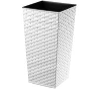 KADAX Elegante Vaso Alto per Piante da Interno ed Esterno Decorativo, Grande Fioriera in Plastica per Giardino e Balcone (Bianco, Rattan, 46.5 cm, ca. 13L)