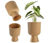 KADAX Vaso per fiori a forma di calice, vaso da giardino in plastica in 2 misure, vaso per piante in 5 colori per balcone, terrazzo, davanzale, ciotola per piante, sottovaso (14 cm, Marrone)