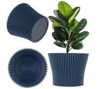 KADAX - Vaso per fiori in plastica, vaso da fiori dal design moderno, vaso per piante da interno, vaso per erbe aromatiche per interni ed esterni (Blu scuro, 19 cm)