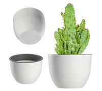 KADAX Vaso per fiori rotondo, in plastica, per interni ed esterni, in 3 varianti di colore, per giardino, balcone (bianco, 35 cm)