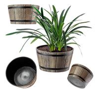 KADAX Vaso per Piante Ø 50 cm, in Plastica Effetto Legno per Giardino, Balcone o Terrazza, con Secchio (Marrone Moca)