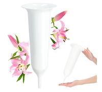 KADAX Vaso per Tomba in plastica, Vaso per Fiori, Vaso di plastica Resistente alle intemperie, Vaso per cimitero Resistente al Gelo (12 cm, con picchetto, Bianco)