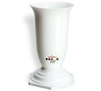 Kadax Vaso per Tombe, in Plastica, per Fiori, Resistente alle Intemperie e al Gelo, Plug-in per Cimitero (13 cm, Bianco)