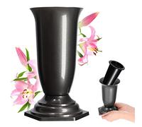 Kadax vaso Plastic Flower, Cimitero Resistente, Vaso Plug-in A Prova di Gelo Tombe Gravi e Resistenti (15 cm, Grafit)