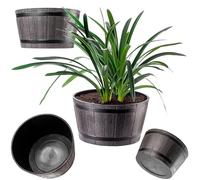 KADAX Vaso Rotondo Ø 50 cm, Fioriera in Plastica per Interni ed Esterni, Resistente alle Intemperie (Marrone)