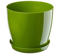 Kadax Flowerpot, fioriera con sottobicchieri, secchio di fiori rotondi per all'interno, elegante pentola di piante in plastica, fioriera per fiori, piante, casa, (Ř 18 cm, verde)