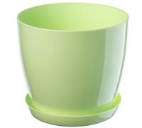 KADAX Flowerpot, fioriera rotonda con sottovaso, Ø 28 cm, elegante vaso in plastica per interni, fiori e piante, (Verde chiaro)