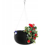 KADAX vaso pensile, cesto pensile con catena e gancio, vaso pensile per fiori rampicanti, fioriera con inserto, protezione per piante da interno ed esterno (? 32 cm, nero)