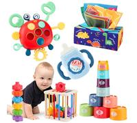 KADAYAYA Giocattoli per Bambini 6-12-18 Mesi Giocattoli Montessori Bambebe Forma Sorter Sensoriali Granchio Sonaglio Dentizione Bambini Scatola di Fazzoletti