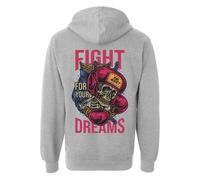 kAddict UNISEX FIGHT FOR YOUR DREAMS felpa con cappuccio grigio SMALL-3XLARGE