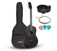 Kadence BB01-BK Acoustica - Chitarra acustica da 99 cm, con custodia, tracolla, corde e plettri, include corso di apprendimento, colore: nero