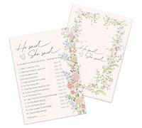 Kaderas Carte da gioco per addio al nubilato, con scritta in lingua inglese "He Said she Say", accessori divertenti per feste, 30 carte da gioco per addio al nubilato (Retro Flower)