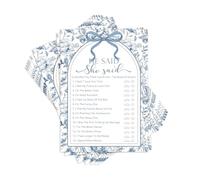 Kaderas Carte da gioco per addio al nubilato, con scritta in lingua inglese "He Said she Say", accessori divertenti per feste, 30 carte da gioco per addio al nubilato (Chinoiserie)