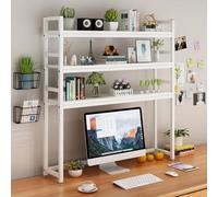 KADEUX Ghiera in legno a 3 livelli da bancone libreria aperta libreria da ufficio organizer da scrivania espandibile da tavolo libreria struttura in metallo (colore: lavagna bianca+supporto bianco,