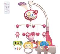 Kadii Culla mobile per bambini con funzione temporizzazione e proiettore a stella, carillon con controllo remoto con musica e luce, giocattolo regalo per bambini da 0 a 24 mesi (rosso)
