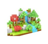 Kadii Set di mattoncini magnetici, 64 pezzi, giocattolo da costruzione per bambini dai 3 anni, mondo edile con alberi, ponti e strade, con magneti forti, multicolore (paesaggio)