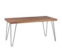 KADIMA DESIGN BAGLI - Tavolo da pranzo in legno massello Sheesham, 120 cm, con gambe in metallo, colore: Marrone scuro