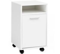 KADIMA DESIGN Cassettiera arrotolabile, bianco, 33 x 60 x 38 cm, con porta e ripiano, contenitore da ufficio con ruote, piccolo cassetto