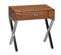 KADIMA DESIGN Comodino Guna in legno massello Sheesham, 45 cm, 1 cassetto con gambe in metallo, comodino, stile rustico, comodino in vero legno, colore marrone scuro