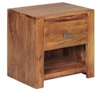 KADIMA DESIGN Comodino Mumbai in legno massello Sheesham, 40 x 40 x 30 cm, colore marrone con 1 cassetto e 1 vano portaoggetti | Comodino stile rustico in vero legno