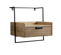 KADIMA DESIGN Consolle da notte per montaggio a parete, 44 x 45 x 35 cm, legno massello di mango, marrone chiaro, comodino con cassetto, per letto a molle, comodino