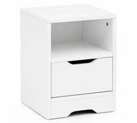 KADIMA DESIGN Consolle da notte WL5.700, 31 x 43 x 31 cm, bianco opaco, 1 cassetto e vano portaoggetti, comodino bianco con spazio di archiviazione, comodino semplice e moderno, comodino piccolo